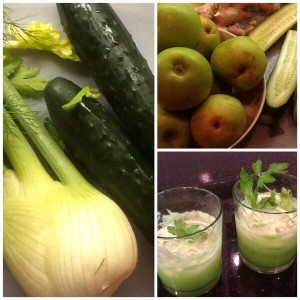 Cool Cucumber/Celery juice w pear and fennel